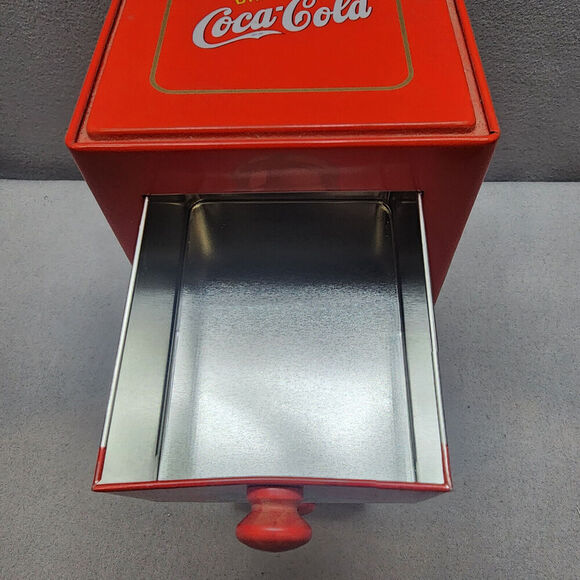 Coca Cola Red Tin Box Metal 3 Drawer File Cabinet with 6 sets of Collector Cards - Picture 8 of 15